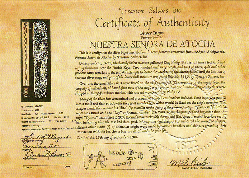 Atocha Jewelry - Small Silver Coin Pendant w/14K Gold Four Point Frame