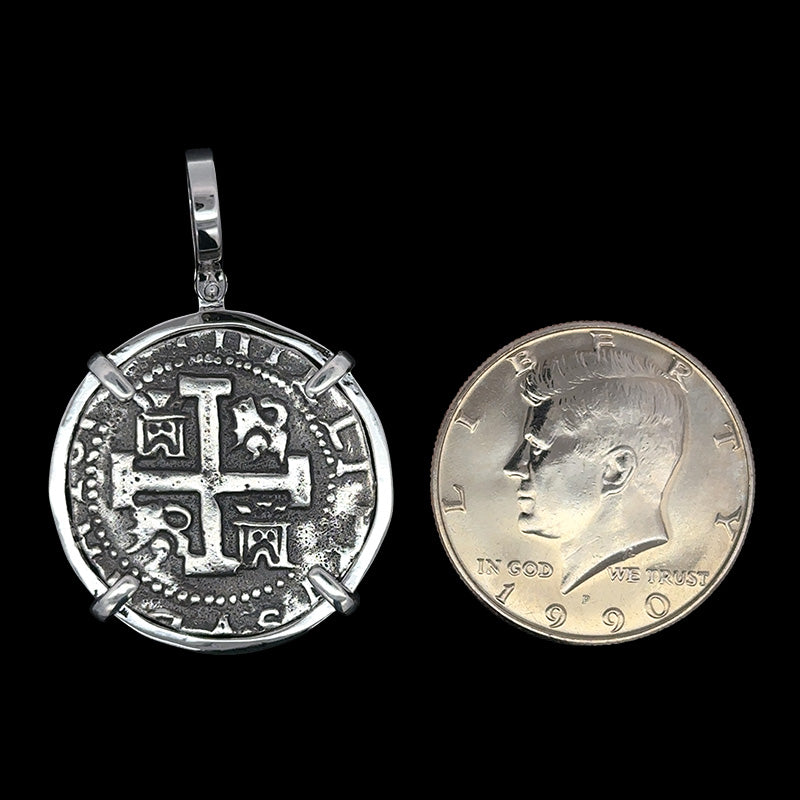 Atocha Jewelry - 8 Reales Silver Coin Pendant with Sterling Silver Frame