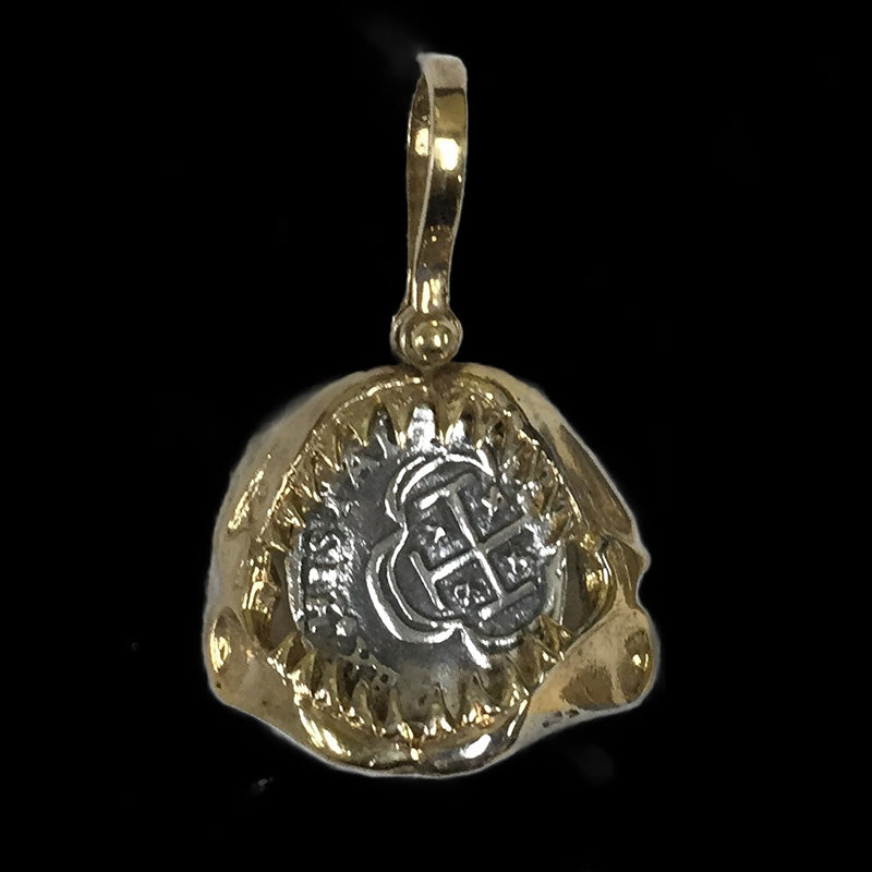 Atocha Jewelry - 1 Reale Antiqued Silver Coin Shark Jaws Pendant