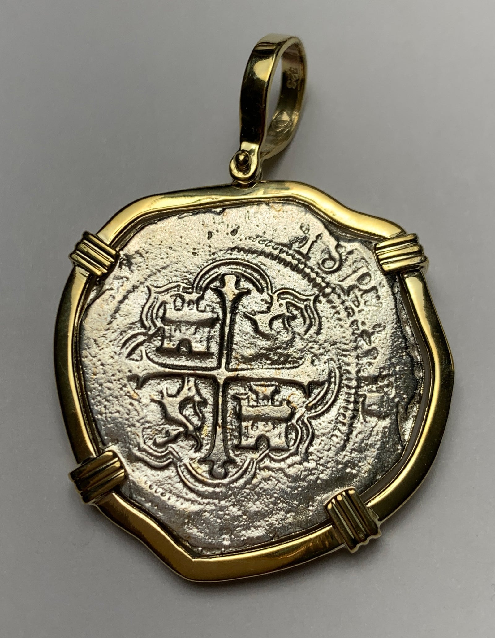 Atocha Jewelry - Large Pieces of 8 Silver Coin with Date Pendant with Triple Prong Wrap Frame