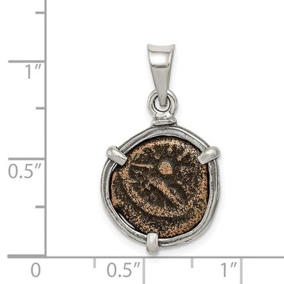 Ancient Coins Sterling Silver and Bronze Antiqued Widow's Mite Coin Pendant