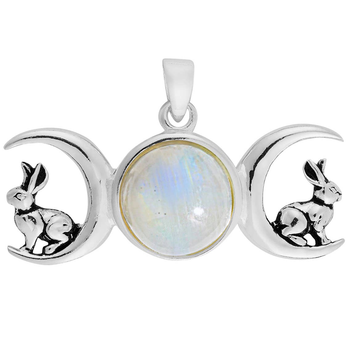 Triple Moon Hare Sterling Silver Pendant