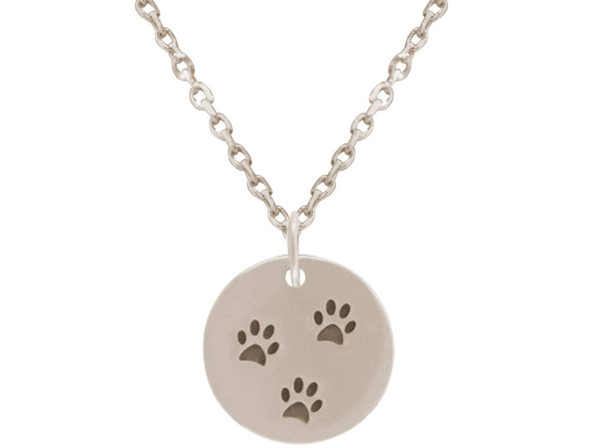 Circular Paws Pendant Sterling Silver Necklace