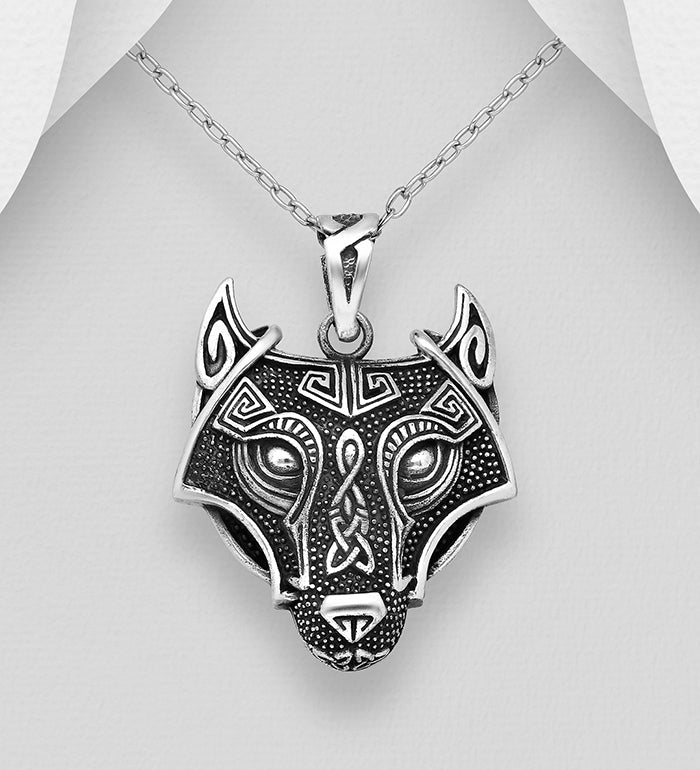 Celtic Wolf Pendant Sterling Silver