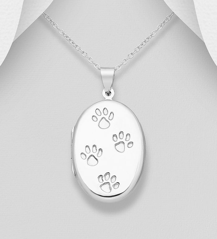 Paw Locket Pendant Sterling Silver