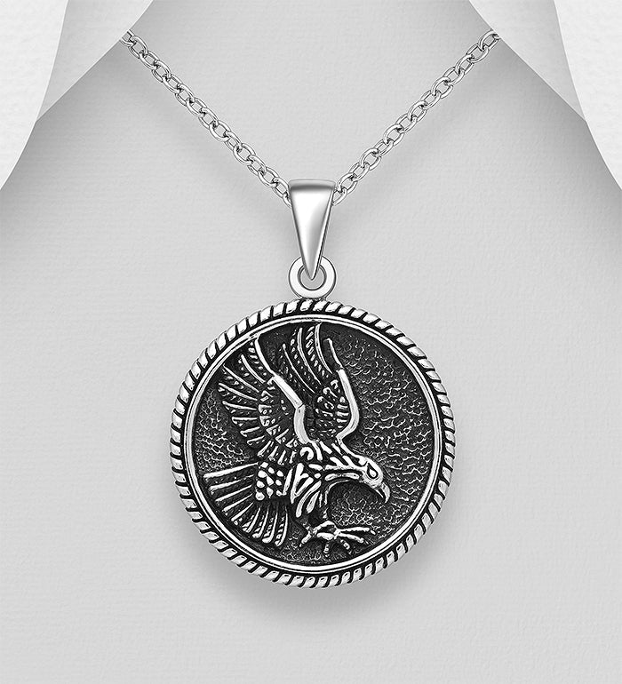 Eagle Pendant Oxidized Sterling Silver