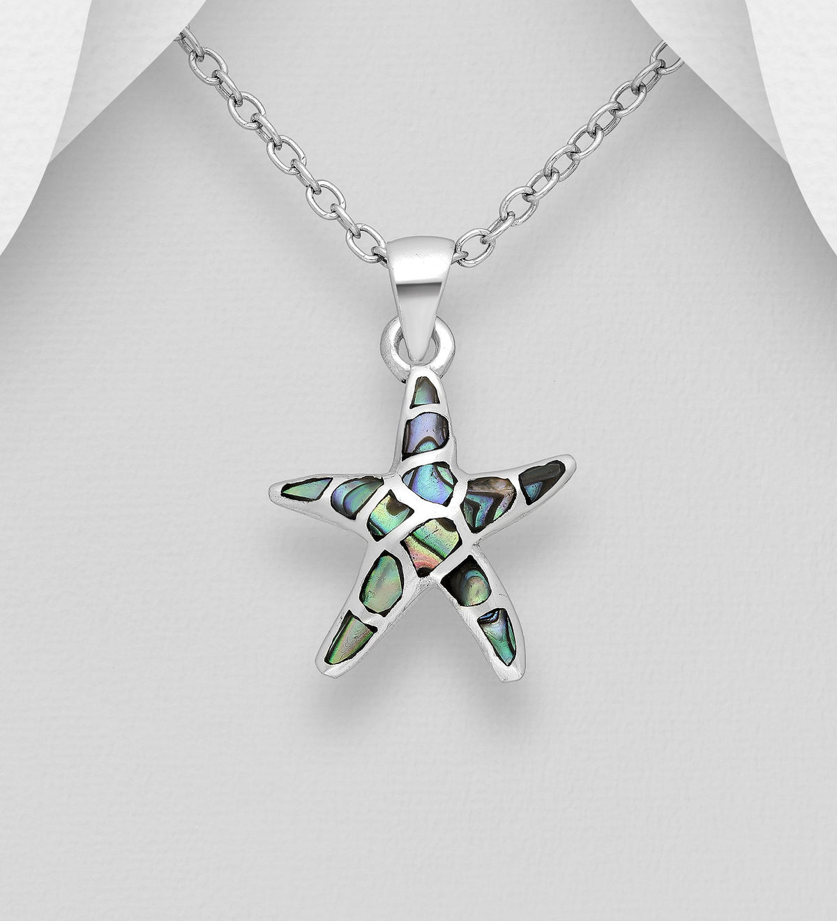 Starfish Pendant Sterling Silver, Decorated with Shell