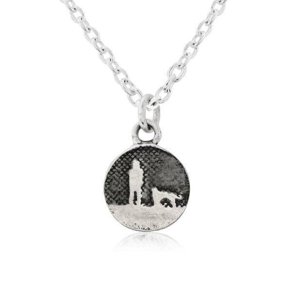 Dog Necklace under Night's Sky in Sterling Silver - Small Round