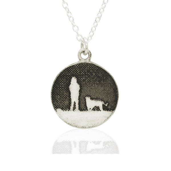 Walks Under Night's Sky Dog Necklace in Sterling Silver