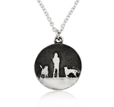 Walks Under Night's Sky Two Dogs Necklace in Sterling Silver