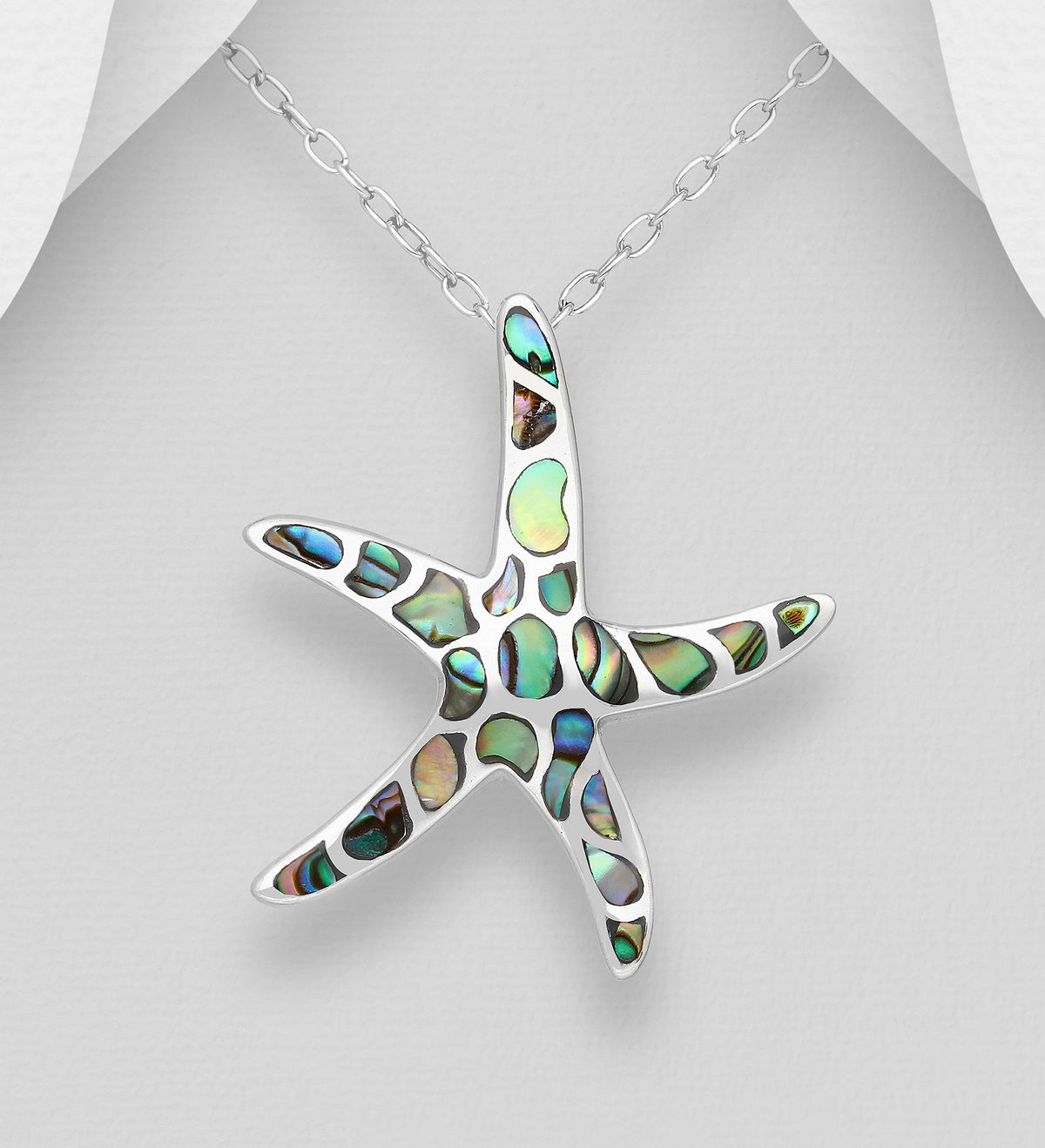 Starfish Pendant Sterling Silver Decorated with Shell or with Resin and Shell - Abalone