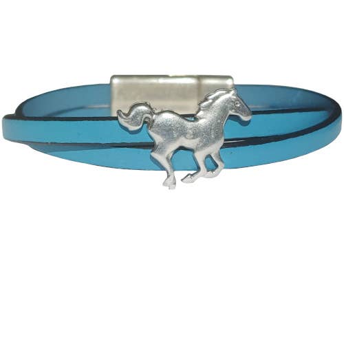 Horse Western Spirit Leather Bracelet - Turquoise