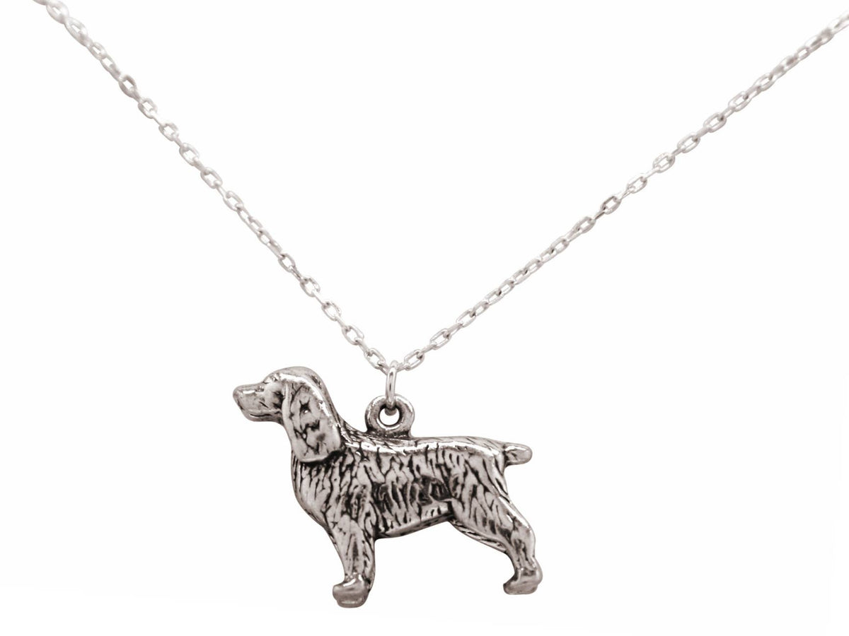 Spaniel 3-D Pendant Sterling Silver Necklace