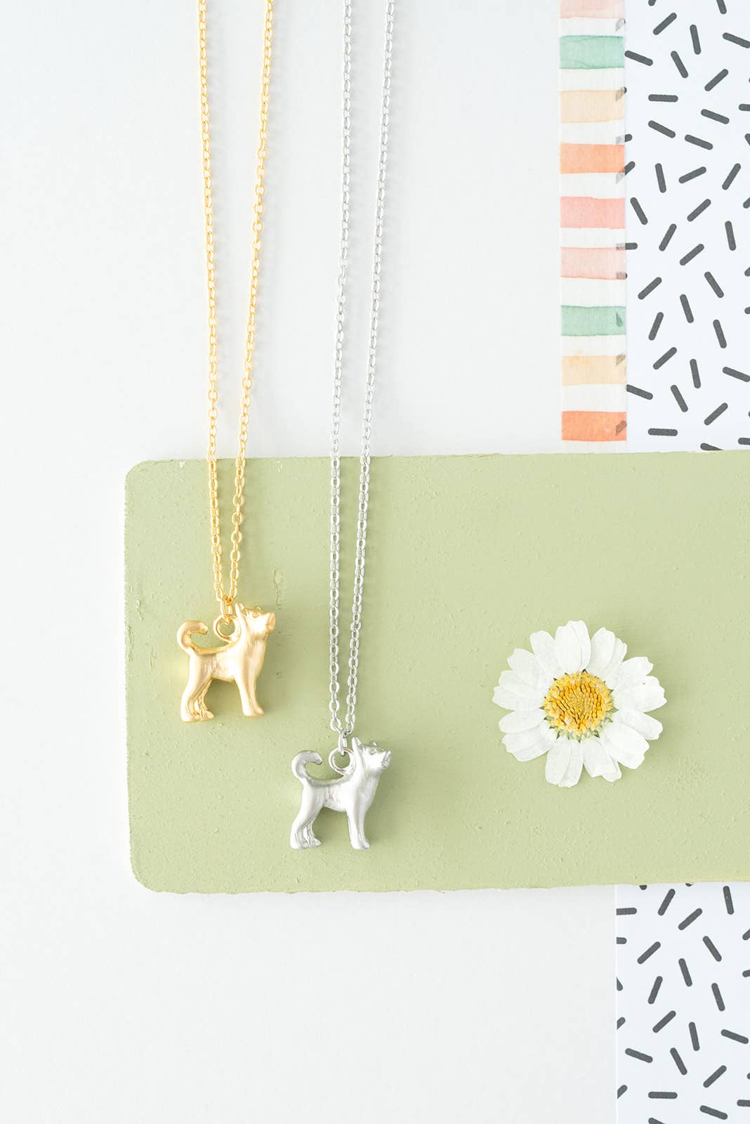 Husky Dog Pendant Matte Sterling Silver Necklace