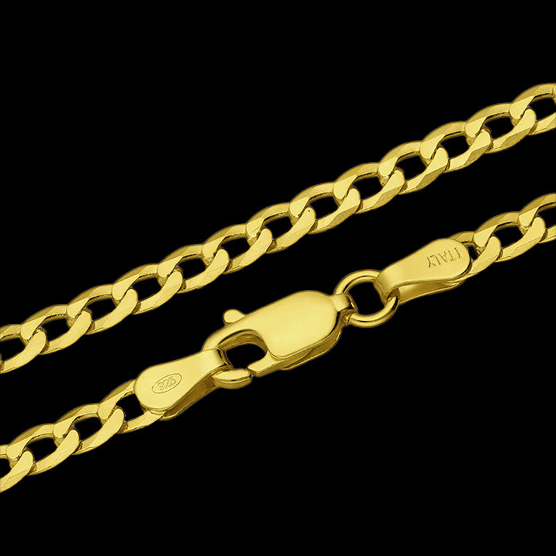 18K Gold Plated Sterling Silver Curb Chain - 3mm