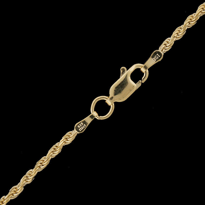 Gold-Plated Sterling Silver Diamond Cut Rope Chain - 1.85mm