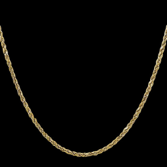 14K Gold Semi-Solid Diamond Cut Rope Chain - 2.25mm