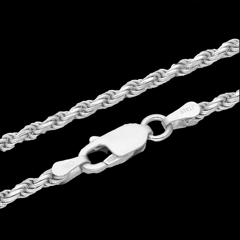 Rhodium Sterling Silver Rope Chain - 2.3mm