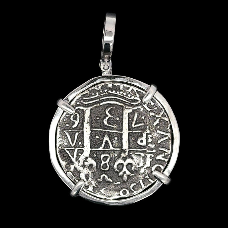 Atocha Jewelry - 8 Reales  Silver Coin Pendant with Sterling Silver Frame
