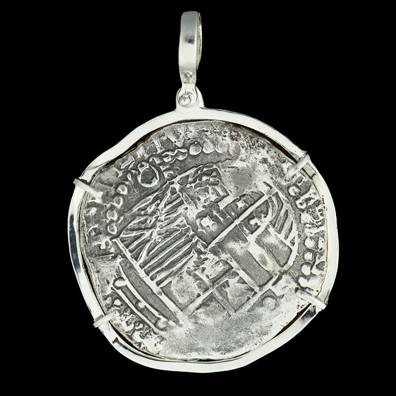 Atocha Jewelry - Extra Large Potosi Silver Coin Pendant w/Sterling Silver Frame