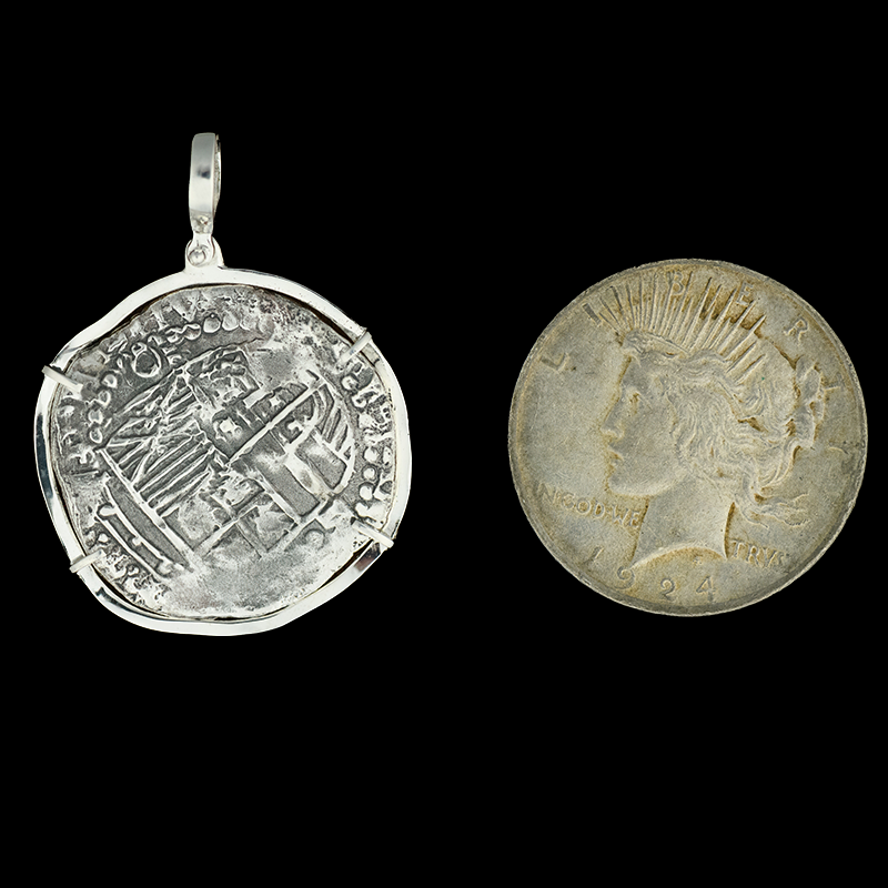 Atocha Jewelry - Extra Large Potosi Silver Coin Pendant w/Sterling Silver Frame