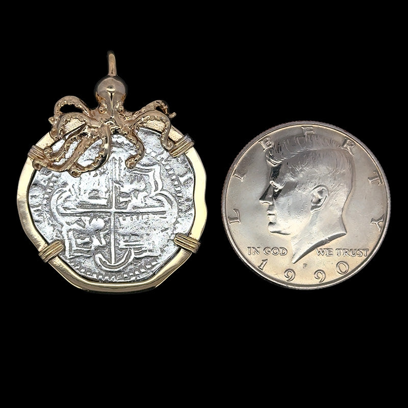 Atocha Jewelry - 8 Reale Silver Coin Large Octopus Pendant