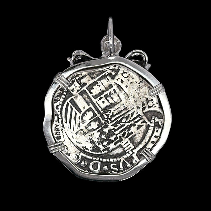 Atocha Jewelry - 8 Reale Silver Coin Large Octopus Pendant with Sterling Silver Frame