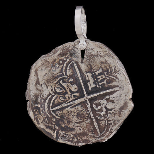 Atocha Jewelry - Odd Shape Medium Pieces of 8 Silver Coin Pendant with 14K Gold Atocha Jewelry - Odd Shape Medium Pieces of 8 Silver Coin Pendant with 14K Gold