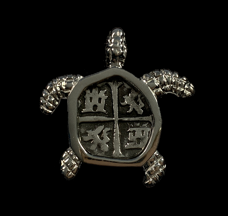 Atocha Jewelry - Small Silver Coin Sterling Silver Turtle Pendant