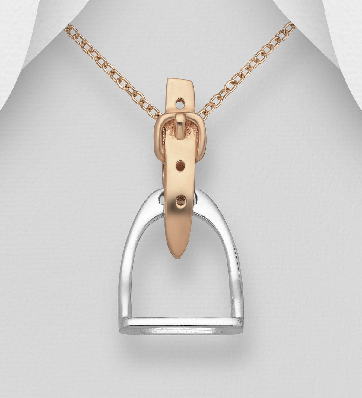 Stirrup Pendant Sterling Silver, Belt Plated with 1 Micron Pink Gold