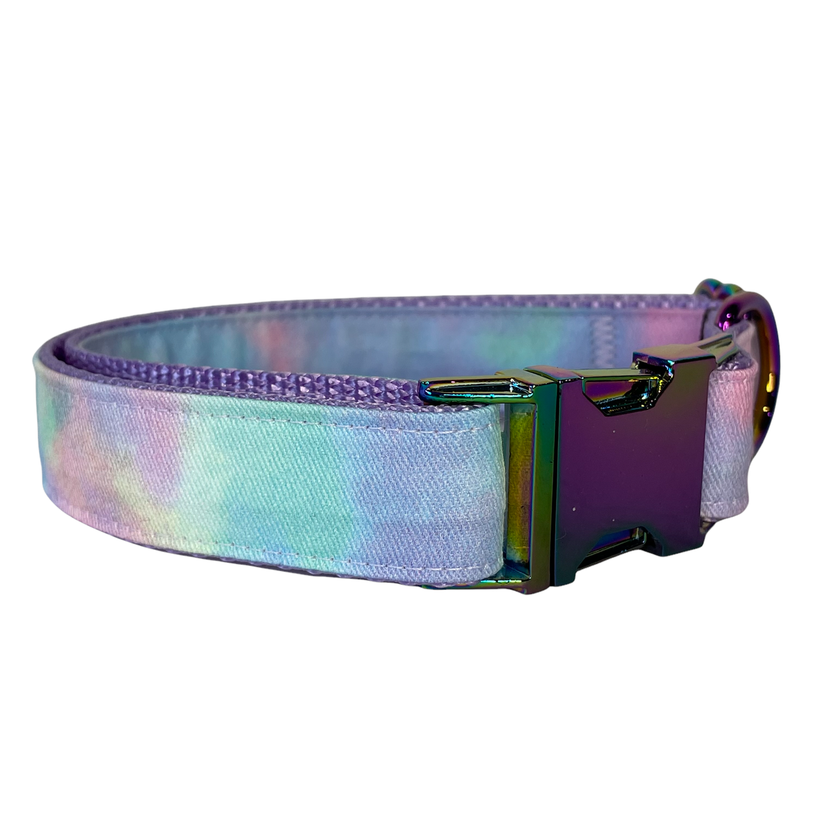 Pastel Rainbow Tiedye with Rainbow Metal Hardware - Dog Leash 52"