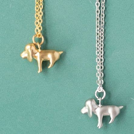 Beagle Dog Charm Dainty Necklace Pet Animal Gold Silver: Gold
