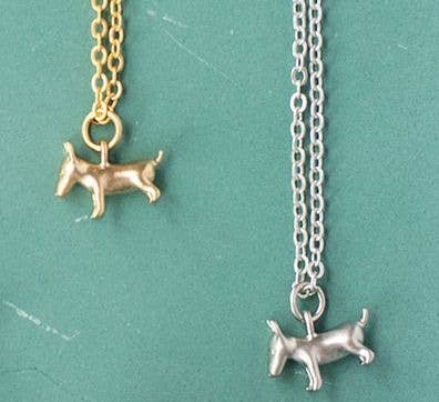 Bull Terrier Dog Pendant 14K Gold Plated Sterling Silver Necklace
