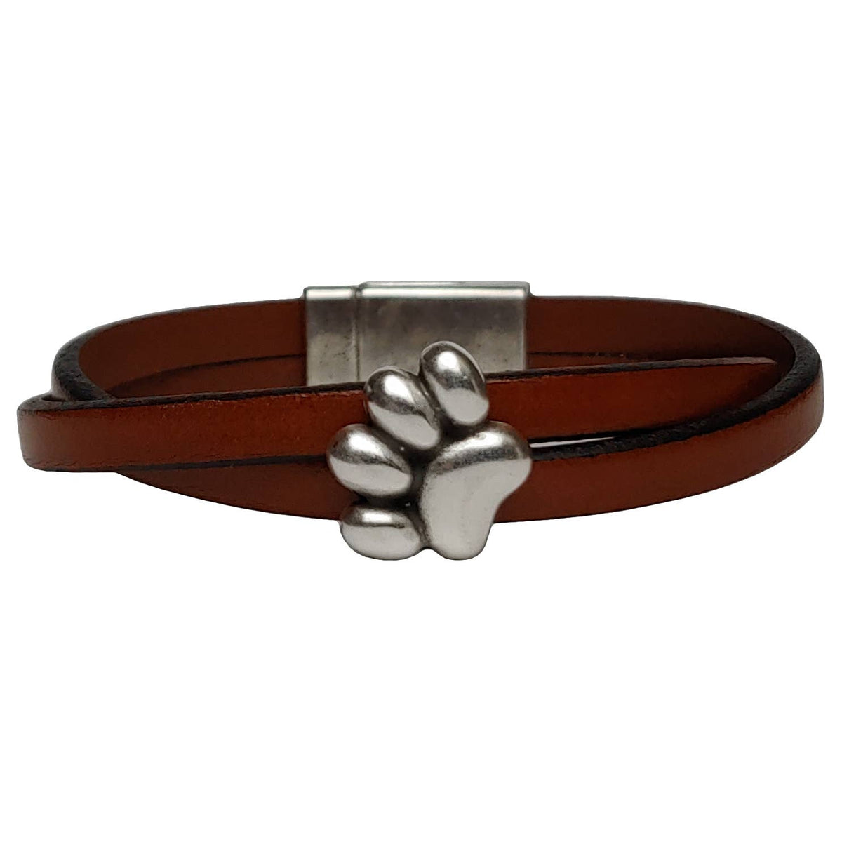 Paw Leather Bracelet - Brown