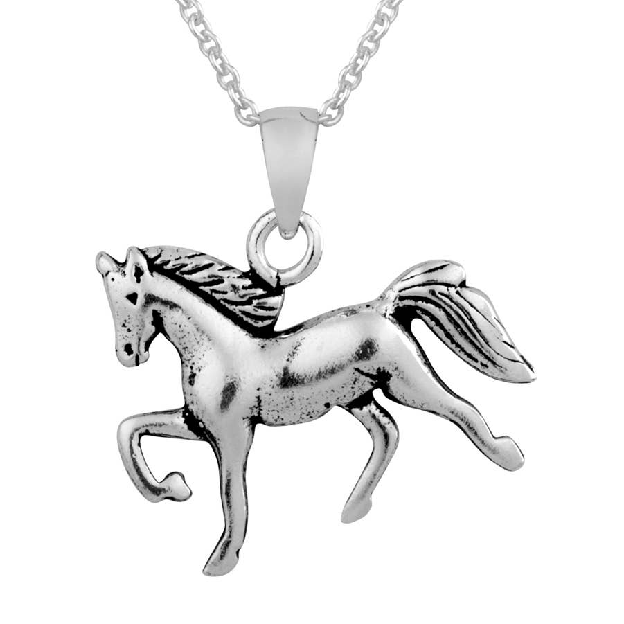 Trotting Horse Sterling Silver Necklace