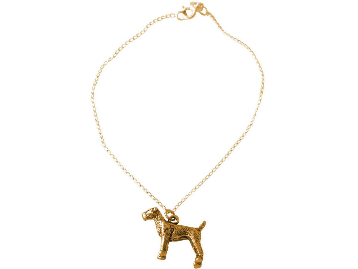 Terrier Schnauzer 3-D Pendant Gold Plated Sterling Silver Pendant