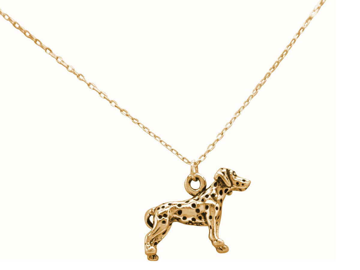Dalmatian 3-D Pendant Gold Plated Sterling Silver Necklace