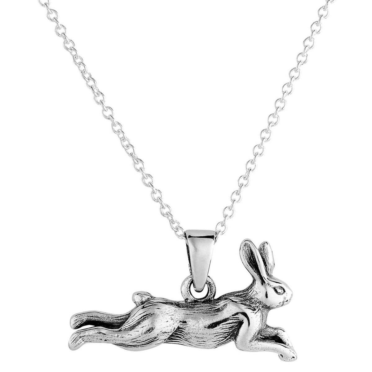 Leaping Hare Sterling Silver Pendant
