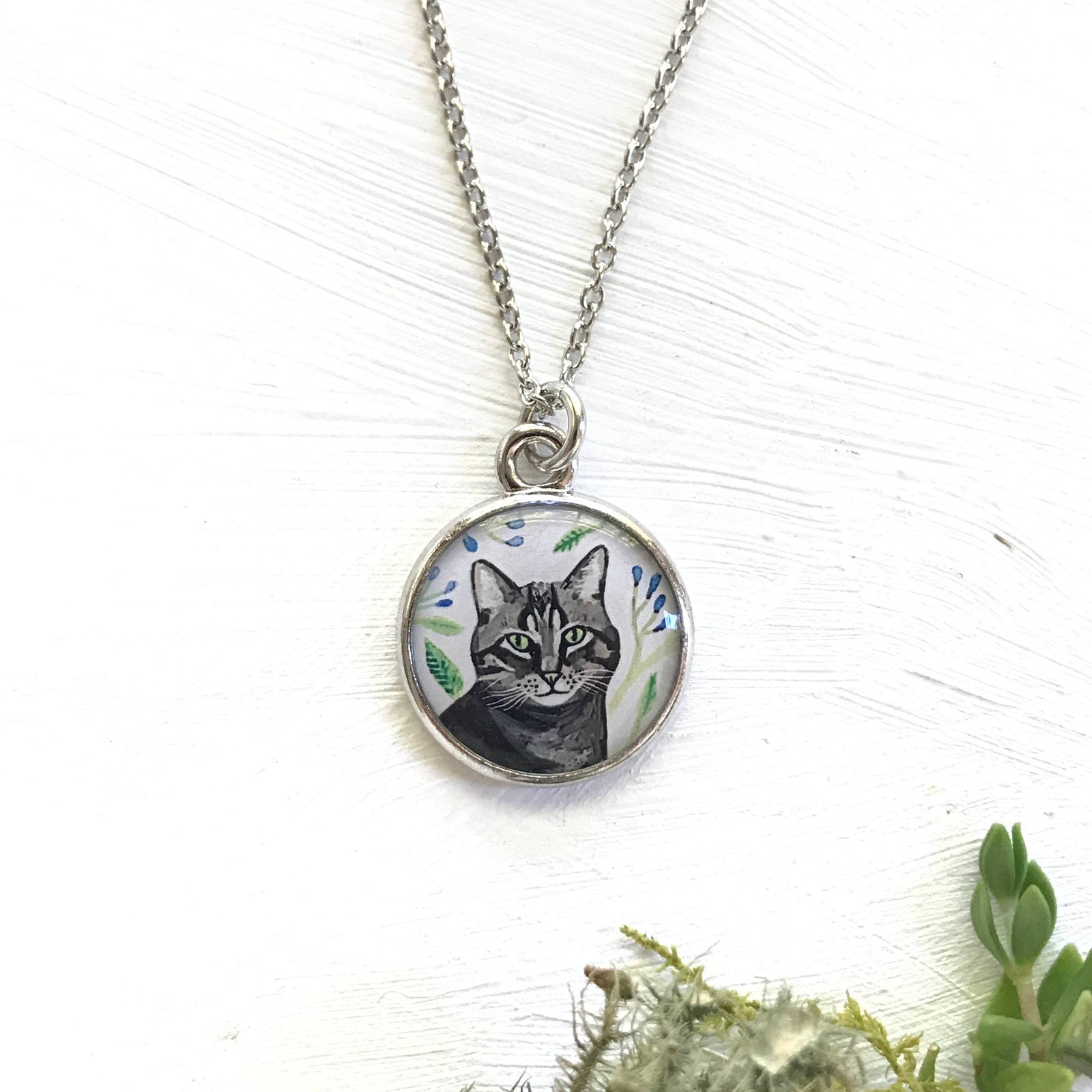 Tabby Cat Silver Necklace