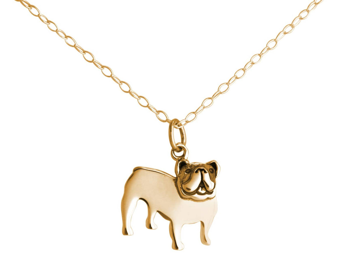 Bulldog Pendant Gold Plated Sterling Silver Necklace
