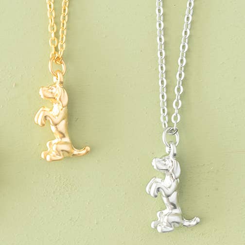 Dog Sitting Pendant Matte Sterling Silver Necklace