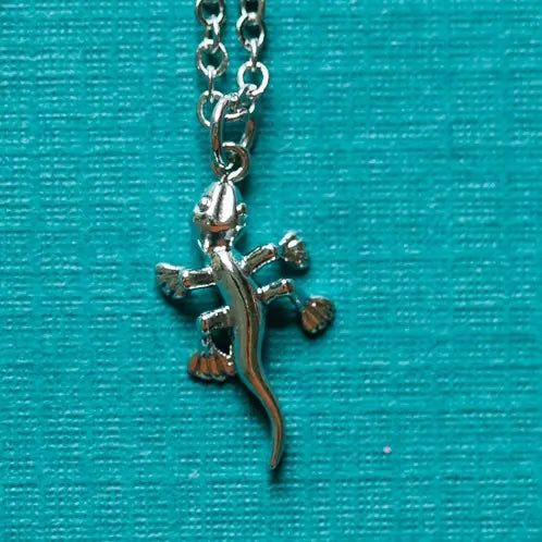 Lizard Pendant Matte 14K Gold Plated Sterling Silver Necklace