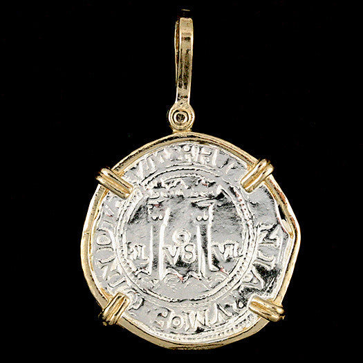 Atocha Jewelry - Pillars &amp; Waves Medium Silver Coin Pendant Front