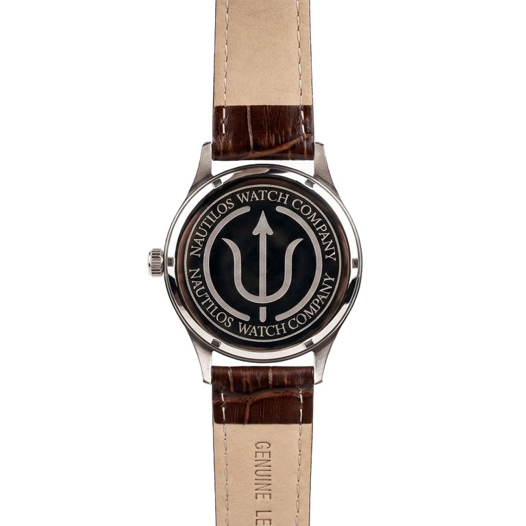 Atocha Recreation Silver Coin Watch with Black Case & Black Leather Band