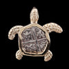 Atocha Jewelry - Small Silver Coin 14K Gold Turtle Pendant