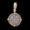 Atocha Jewelry - Small Silver Coin Pendant w/14K Gold Four Point Frame