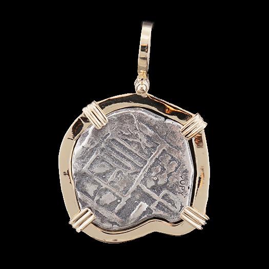 Atocha Jewelry - Large Museum Reale Silver Coin Pendant with 14K Gold Frame