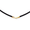 Black Leather Cord Necklace with 14K Gold Lobster Claw Clasp - 1.50mm
