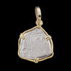 Atocha Jewelry - Tri Shaped Silver Coin Pendant with 14K Gold Frame