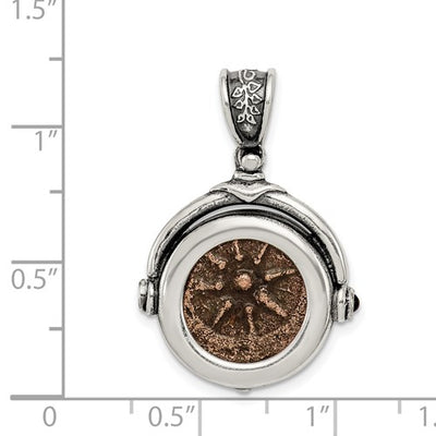 Ancient Coins Sterling Silver and Bronze Antiqued Widow's Mite Coin Reversible Pendant